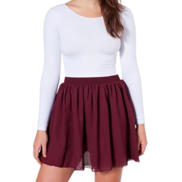 AMERICAN APPAREL | Chiffon Burgundy Skirt - Picture 2 of 6
